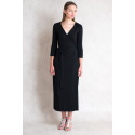 Stylish Classic Long Wrap Dress SISTE'S ITALY Black
