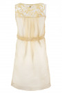 Elegant Lace On Cotton A-Line Dress In Beige