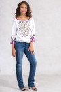 Chic Embroidery Cotton Sequinned Blouse