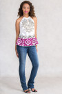 Designer's Embroidery Cotton Top With Spagetti Straps