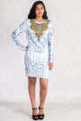 Gold Necklace Printed Dress Set