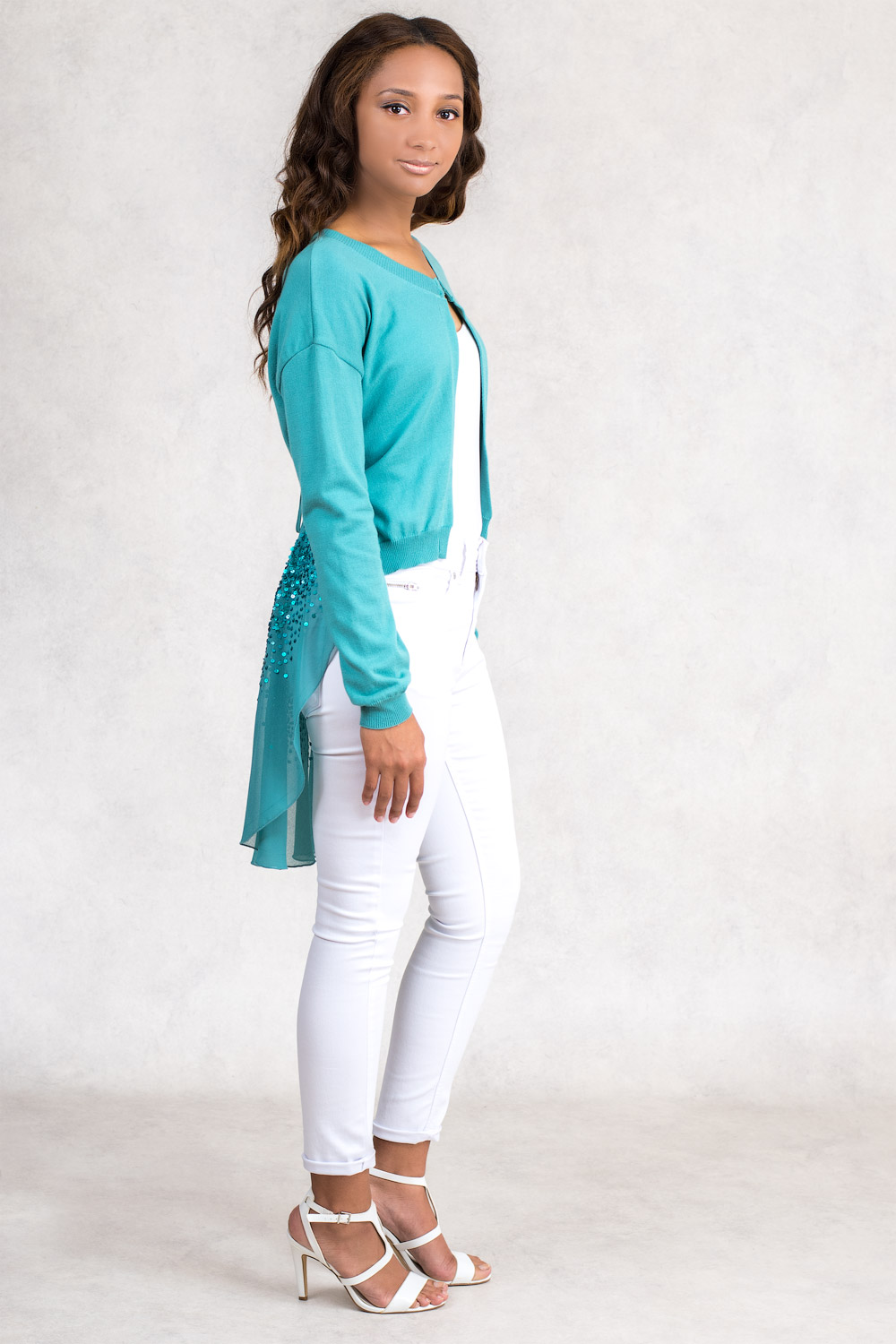 green sequin cardigan