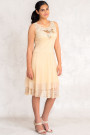 New Pearl In Town Sequined Lace Dress In Beige
