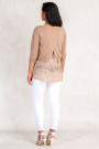 Sequined Top Twin Set With Short Cotton Jumper In Brown