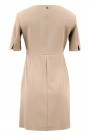 Square Neckline Dress With Mock Wrap Skirt In Brown