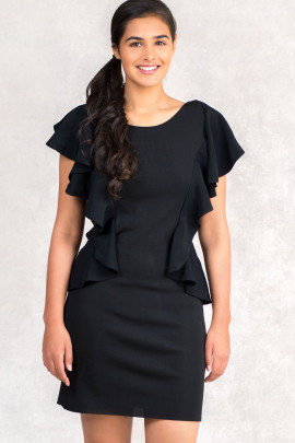 From Office To Outing Bodycon Dress With Frills In Black