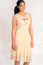 New Pearl In Town Sequined Lace Dress In Beige