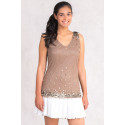 Shining Little Leaves Sequin Top SISTE'S ITALY