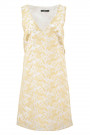 Elegant Lace On Cotton A-Line Dress In Beige