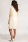 Elegant Lace On Cotton A-Line Dress In Beige