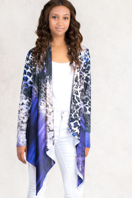 Purple Leopard Digital Print Cardigan