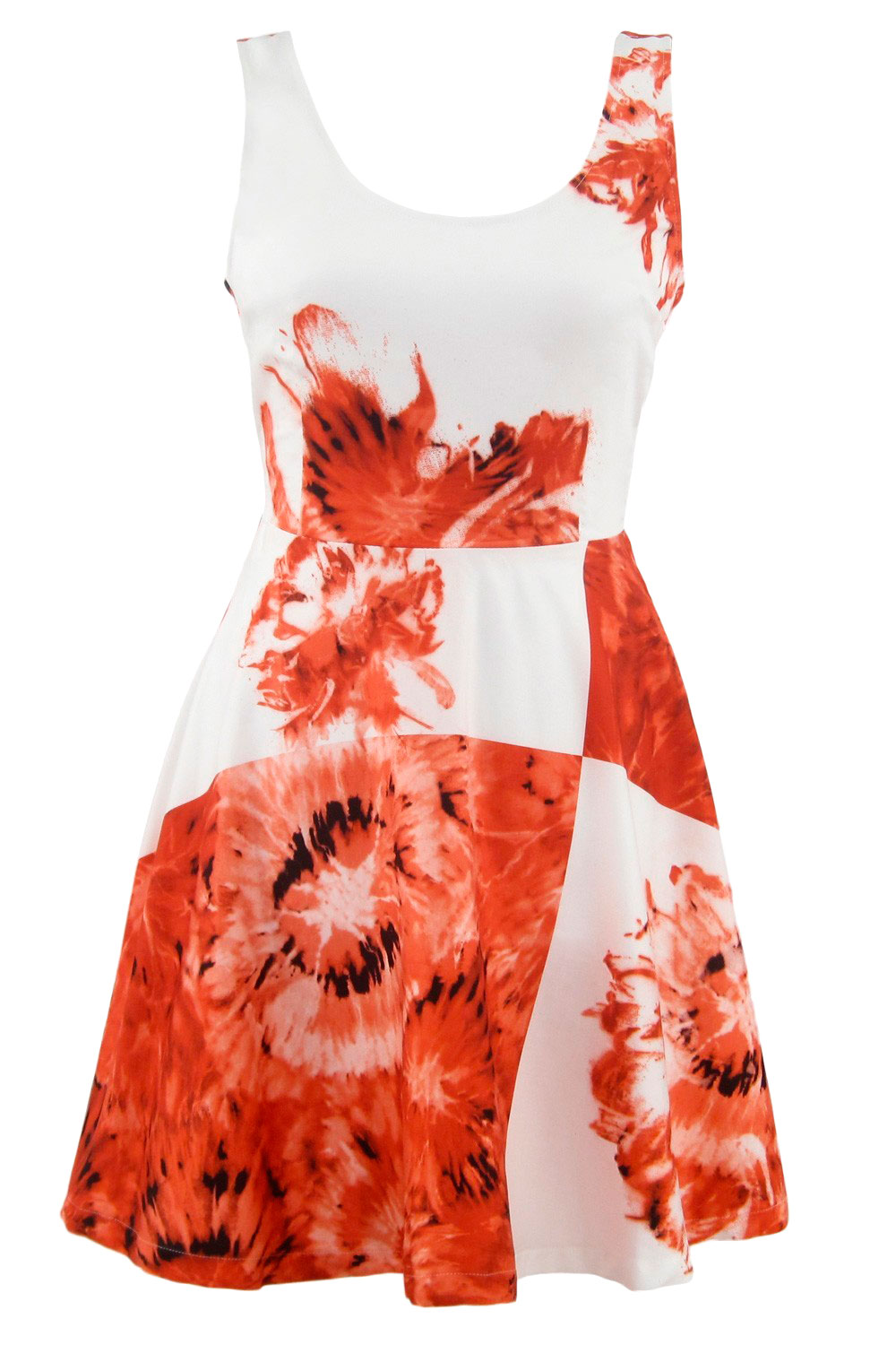 SISTE'S Red Flower Print Cotton Dress with Open Back CLADDIO