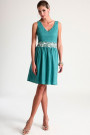 Sheered Bodice Cotton Hollow-Out Dress