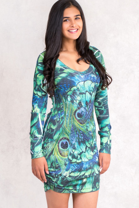 Fairy Dreams Print Dress In Shades Of Green
