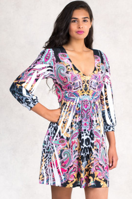 Simply Gorgeous Printed Mini Dress With Empire Waist