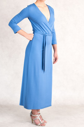 Style at Work Jersey Wrap Dress in Blue