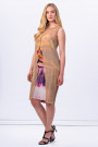 Glowing Waterfall Printed Dress Silk Decorated