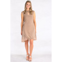 Exquisite Designer Cotton Sequin Dress SISTE'S ITALY Cappuccino