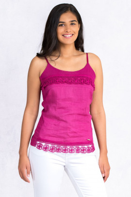Lovely Romantic Linen Top In Pink