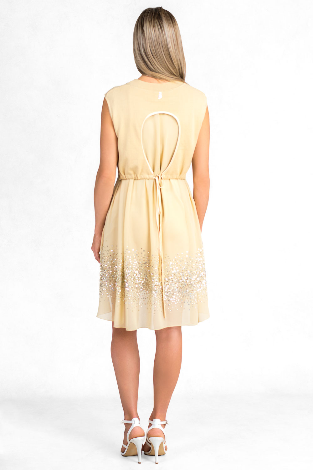 sequin dress beige