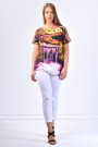 Glowing Waterfall Printed T-Shirt with Silk Sleeves