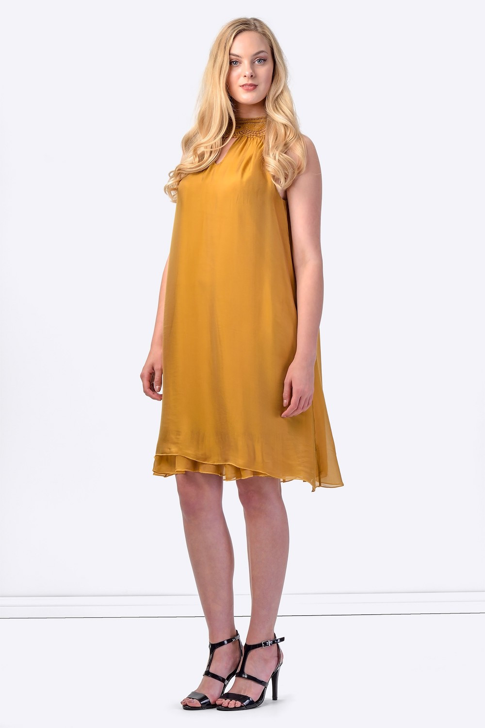 COCONUDA Bright & Weightless Silk Summer Dress in Brown CLADDIO