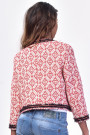 Chanel Inspired Red on White Jacquard Jacket by TENAX