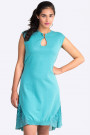 Exquisite Designer Cotton Sequin Dress in Turquoise