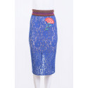 Vintage Style Embroidered Lace Skirt Back Zipper TENAX Blue