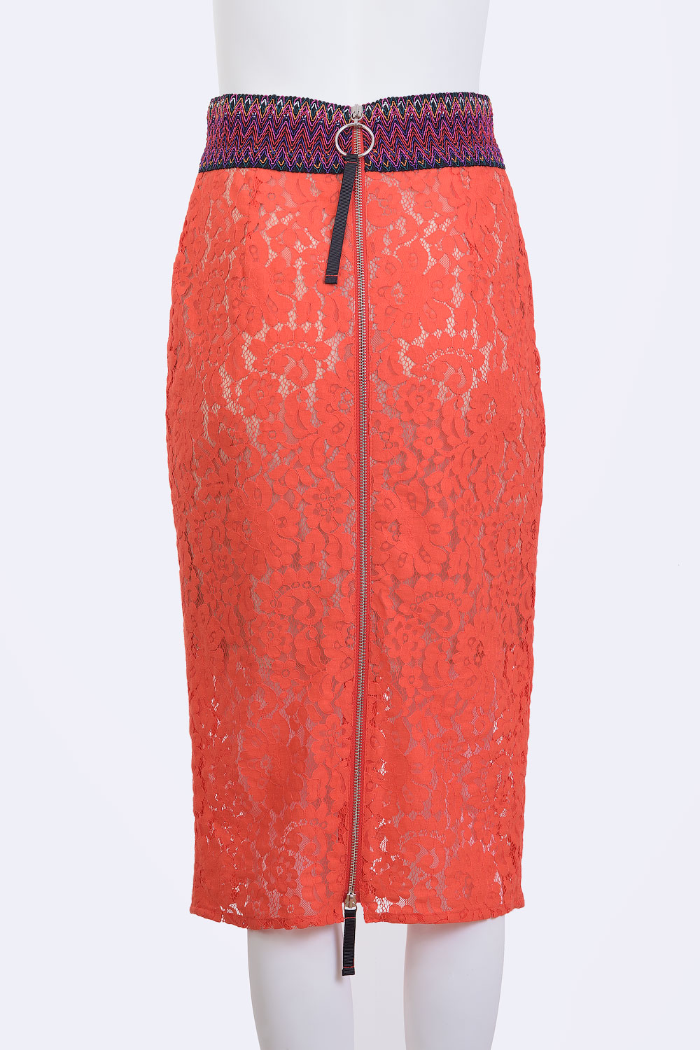 TENAX Red Lace Skirt with Back Zipper - CLADDIO