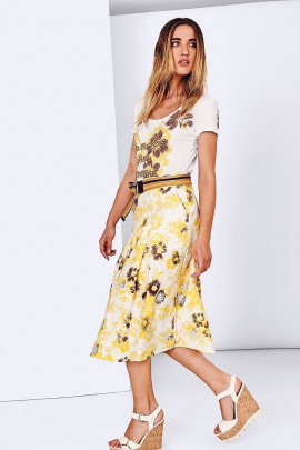 SISTE'S Summer Flowers Embroidered Cotton Skirt