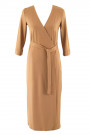 Style at Work Jersey Wrap Dress in Brown