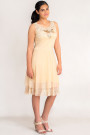 New Pearl In Town Sequined Lace Dress In Beige
