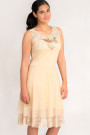 New Pearl In Town Sequined Lace Dress In Beige