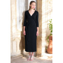 Stylish Classic Long Wrap Dress SISTE'S ITALY Black