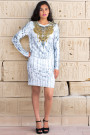 Gold Necklace Printed Dress Set