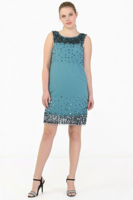Shining Little Leaves Sequined Dress In Green