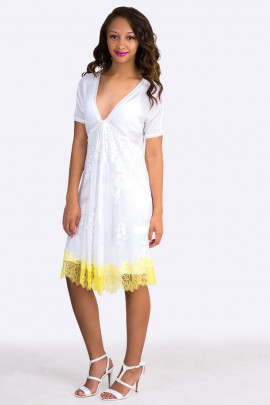 Face of Femininity Fringe Hem Designer Lace Dress