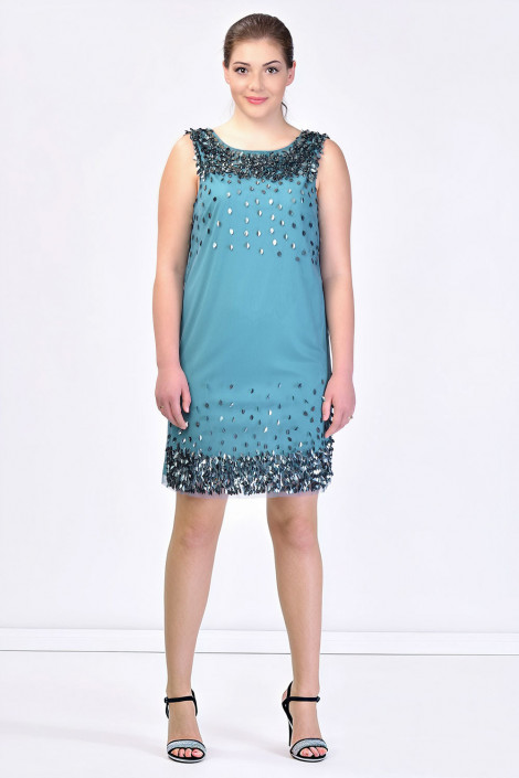 Shining Little Leaves Sequined Dress In Green