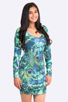 Fairy Dreams Print Dress In Shades Of Green
