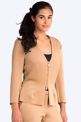 Wardrobe Essential Short Jacket Zip Closing in Brown