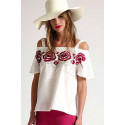 Embroidery Off Shoulder Cotton Sequin Top SISTE'S ITALY