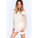 White Mesh Embroidery Off Shoulder Blouse SISTE'S ITALY