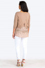 Sequined Top Twin Set With Short Cotton Jumper In Brown
