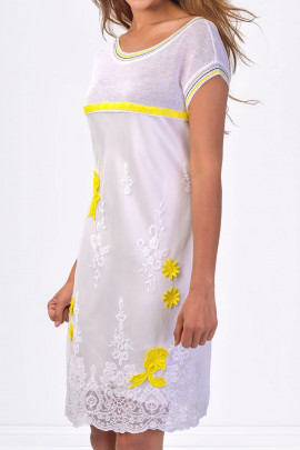 Face of Femininity Lace Designer Dress with Yellow Flowers