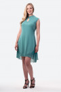 Exquisite Designer Cotton Sequin Dress in Turquoise