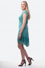 Exquisite Designer Cotton Sequin Dress in Turquoise