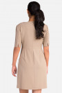 Square Neckline Dress With Mock Wrap Skirt In Brown