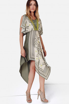 SISTE'S Handkerchief Hem Dress in Malachite Colour