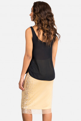New Pearl in Town Sequined Lace Skirt in Beige
